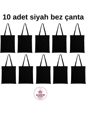 Giftora Siyah Bez Çanta 10 Adet