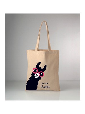 Giftora Hayvanlarımız Lama Baskılı Ham Bez Omuz Çantası 35X40 cm