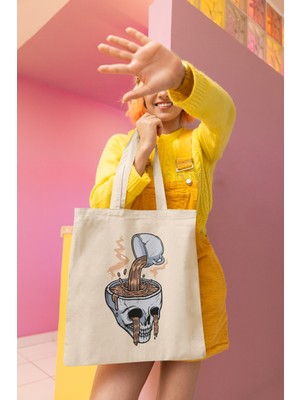 Giftora Kafatası Baskılı Bez Çanta