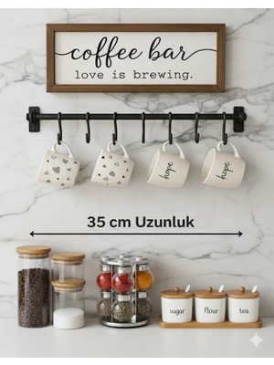 UG Home Siyah Retro 6 Lı Sıra Askı Dekoratif Retro Mutfak Havlu Askısı , Fincan Kupa Askısı