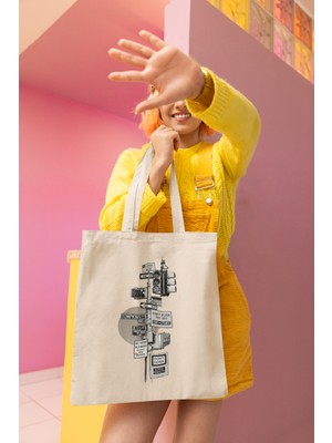 Giftora Tabelalar Baskılı Bez Çanta