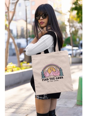Giftora Find The Good Baskılı Bez Çanta