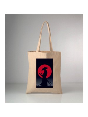 Giftora Japon Samurai Baskılı Ham Bez 35X40 Omuz Çantası