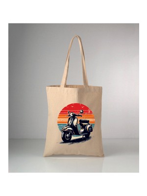 Giftora Vesspa Baskılı Ham Bez Omuz Çantası