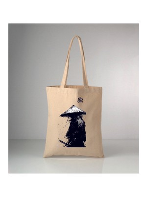 Giftora Samurai Baskılı Ham Bez Omuz Çantası