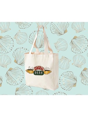 Giftora Friends Dizi Central Perk Baskılı Körüklü Kanvas Çanta