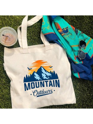 Giftora Mountain Baskılı Körüklü Kanvas Çanta