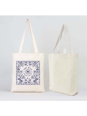 Giftora Bez Çanta Plaj Çantası Alışveriş Çantası Kalın Körüklü Kanvas Omuz Çantası Baskılı