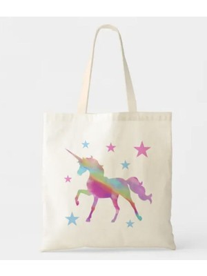 Giftora Unicorn Tasarımlı Ham Bez Omuz Çantas