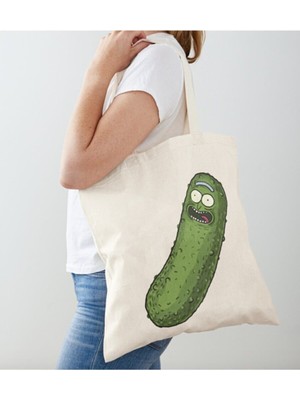 Giftora Rick And Morty Baskılı Ham Bez Omuz