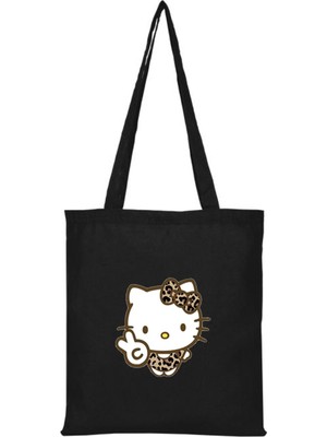 Giftora Leopar Hello Kitty Ham Siyah Bez Çanta