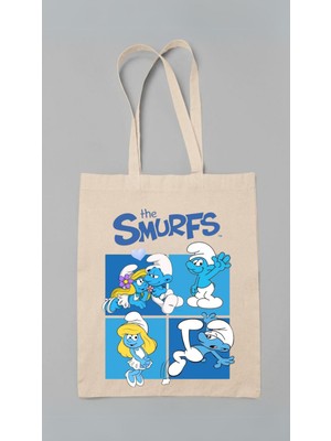 Giftora Organik Gabardin Bez Çanta - The Smurfs