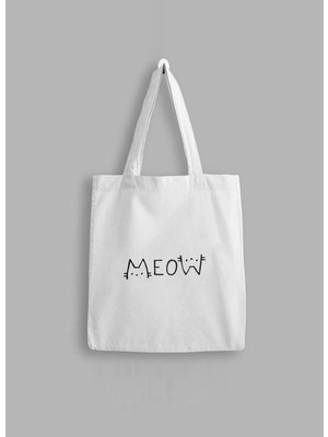 Giftora Meov Kedi Baskılı Bez Çanta Tote Bag