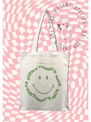 Giftora Smile Baskılı Ham Bez Çanta 35X40 cm
