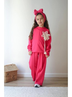 bebexy Beyaz Çiçekli Eşofman Takımı Pembe