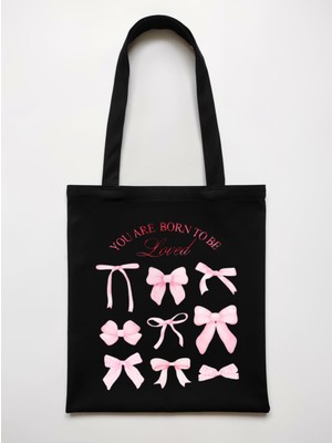 Giftora Bez Çanta  Bows Coquette Kurdeleler Y2K Retro Unisex Tote Bag
