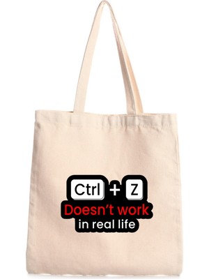 Giftora Ctrl+Z Baskılı Kanvas Bez Çanta
