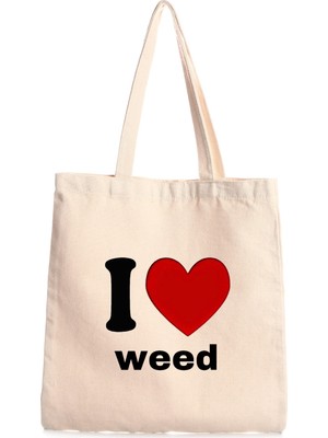 Giftora I Weed Baskılı Kanvas Çanta