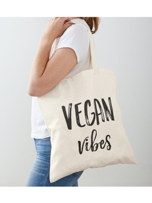Giftora Vegan Vibes Tasarımlı Ham Bez Omuz
