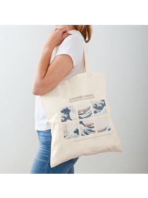 Giftora Kanagawa Dalgaları - Ham Bez Omuz Çantası