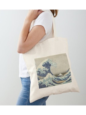 Giftora Deniz Tasarımlı Ham Bez Omuz Çantası