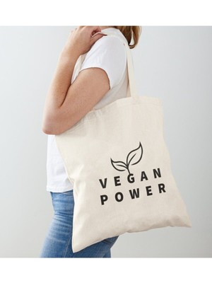 Giftora Vegan Power Baskılı Ham Bez Omuz