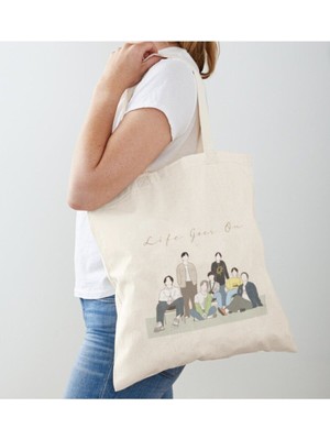 Giftora Bts Baskılı Ham Bez Omuz Çantası