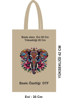 Giftora Baskılı Saplı Market Çantası Bez Poşet