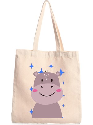 Giftora Hayvan Figür Baskılı Kanvas Çanta