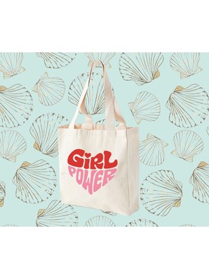 Giftora Girl Power Baskılı Kanvas Çanta %100 Pamuklu Ergonomik Tasarım ile Şık Görünüm