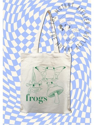 Giftora Frogs Baskılı Tote Bag Bez Çanta