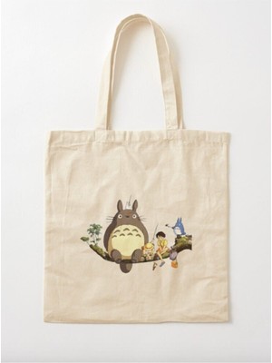 Giftora Um Totoro Baskılı Ham Bez Omuz Çantas