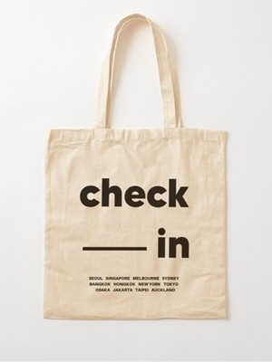 Giftora Check In Baskılı Ham Bez Omuz Çantası