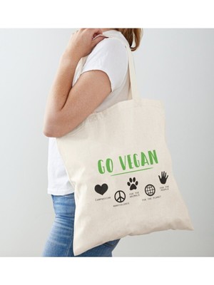 Giftora Vegan Tasarımlı Ham Bez Omuz Çantası