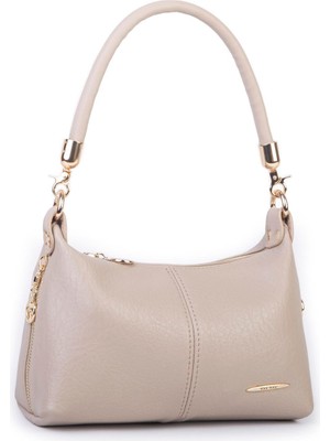 Nas Bag Kadın Mini Omuz ve Çapraz Çanta Örgülü Askılı - Kum Victoria