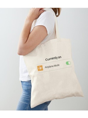 Giftora Uçak Modu Tasarımlı Ham Bez Omuz