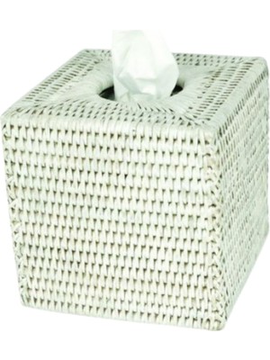 Baolgi Hasır Kare Kleenex Kutusu Beyaz 14x14x14 cm