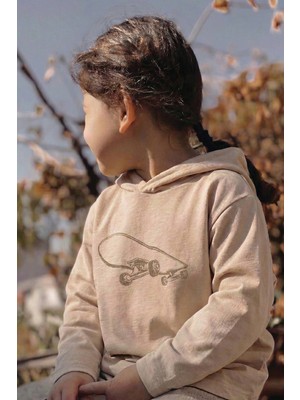Cigit Kapşonlu Uzun Kollu T-Shırt 2-10 Yaş Ekru