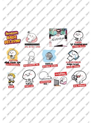 One Little Happiness Komik Quby Pentol Temalı Telefon Laptop Notebook Tablet Sticker Seti 13 Adet