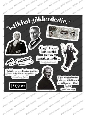 One Little Happiness Atatürk Sticker Seti | Telefon Laptop Notebook Ajanda Etiket