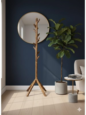 Mavera Sanat 58 Mavera Sanat Ahşap Ayaklı Askılık Portmanto Modern Elbise Askısı Konfeksiyon 175 cm Naturel Ceviz