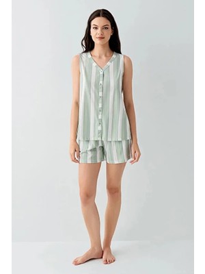 Arnetta V Yaka Önden Düğmeli Askılı Kadın Şort Takım 3590