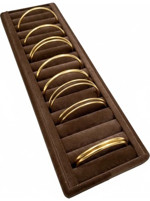 Megass Dekor Süet Kaplama Kahve Renk Sosisli 34/11 cm Bileklik Kelepçe Tablası