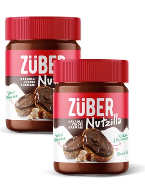 Züber Nutzilla Fındık Kreması Kakaolu 315 gr X 2 Adet Doğal İçerik ile Glutensiz ve Vegan Uyumlu
