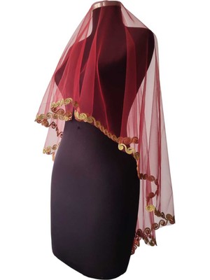 Moda Nur Duvak, Gelin Duvak, Gelin Kına Duvak, Yüz Örtüsü ,kırmızı Duvak