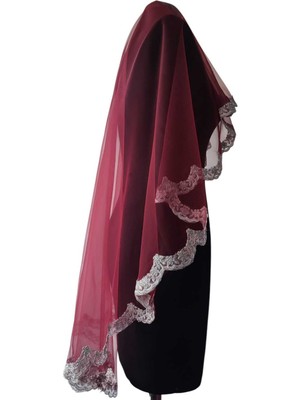 Moda Nur Duvak, Gelin Duvak, Gelin Kına Duvak, Yüz Örtüsü, Bordo Duvak