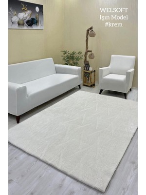 Işın Model Welsoft Halı Örtüsü Krem Renk - 160 x 230