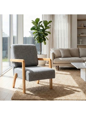 Bahama Bohem Ahşap Berjer, Gri