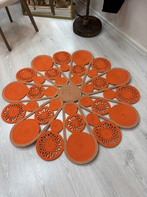 MaVaux Elora Doğal Hasır Jüt Kilim El Dokuması Özel Tasarım Salon Yatak Odası Koridor Kullanıma Uygun