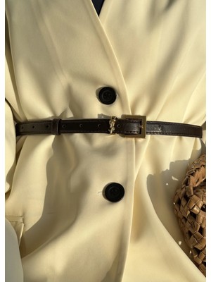 Moda Aksa Ysl Deri Kemer Kahve